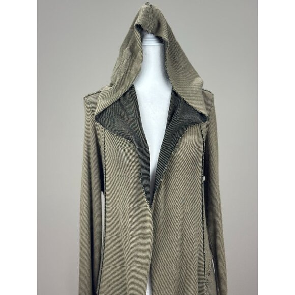 Cut Loose M Green Hooded Cardigan Jacket Drape Front Boho Longline Asymmetrical - Picture 5 of 16